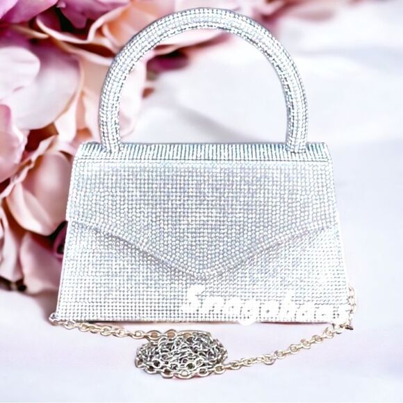 NEW HOURGLASS TOP HANDLE CROSSBODY SPARKLING GLITTER BAG WEDDING FORMAL EVENT - Picture 3 of 10